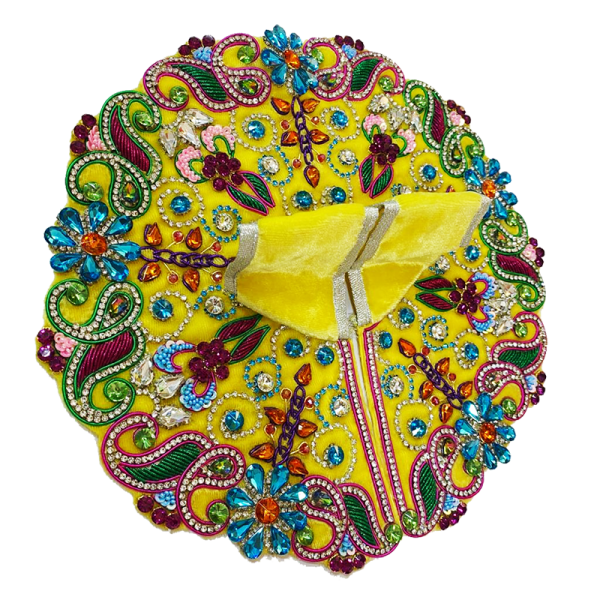 Yellow MultI Stone Designer Poshak 