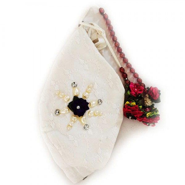 Designer White Japa Mala Bag