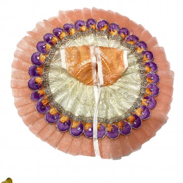 Cream Orange with Purple Feathers Casual Poshak 