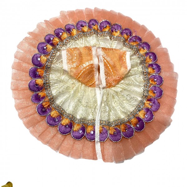 Cream Orange with Purple Feathers Casual Poshak 