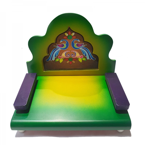 Green Blue Wooden Singhasan