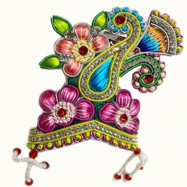 Multi Color Flower Peacock work Mukut