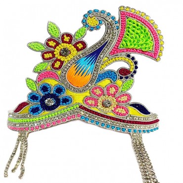 Multi Color Beads  Flower Work Mukut