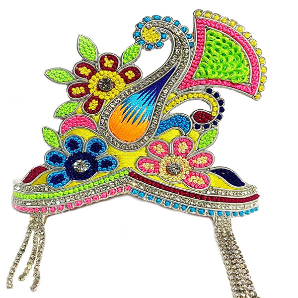 Multi Color Beads  Flower Work Mukut