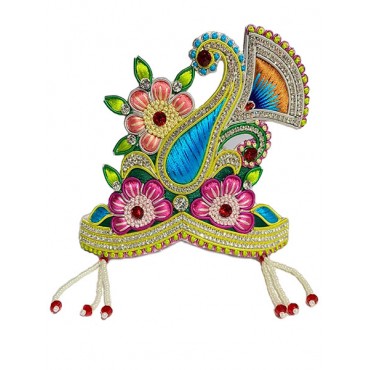 Multi Color Beads Flower Peacock Work Mukut