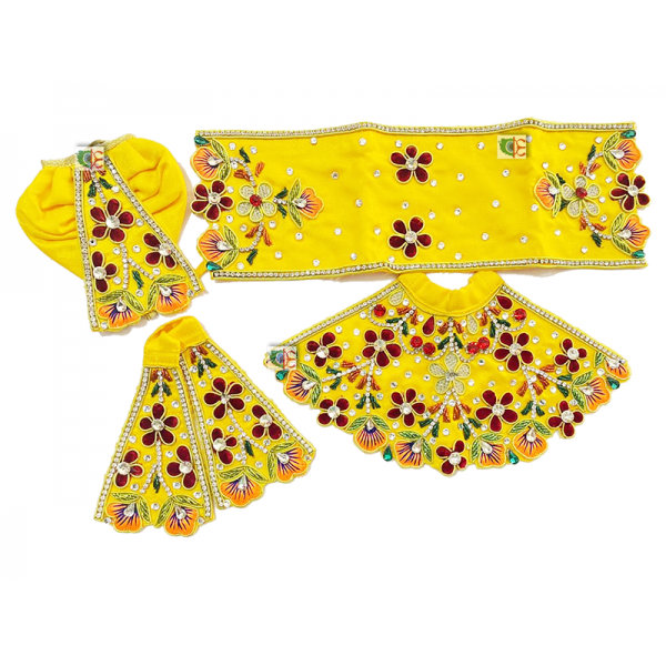 Yellow Red Flower Designer Poshak